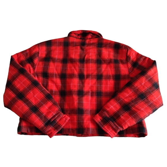 NWT J. Crew XL Buffalo Check Plaid Crest Snap Button Cropped Puffer Jacket BV699 - Picture 2 of 16